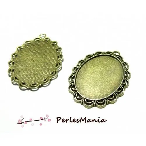 1 pendentif arty camé ovale vague 30 par 40mm ref 76 bronze