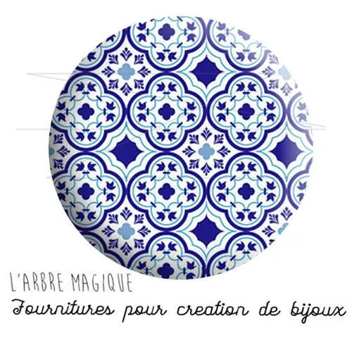 2 cabochons à coller maroc, marocain, faience, azuleros, carrelage ref 1795 - 16 mm -