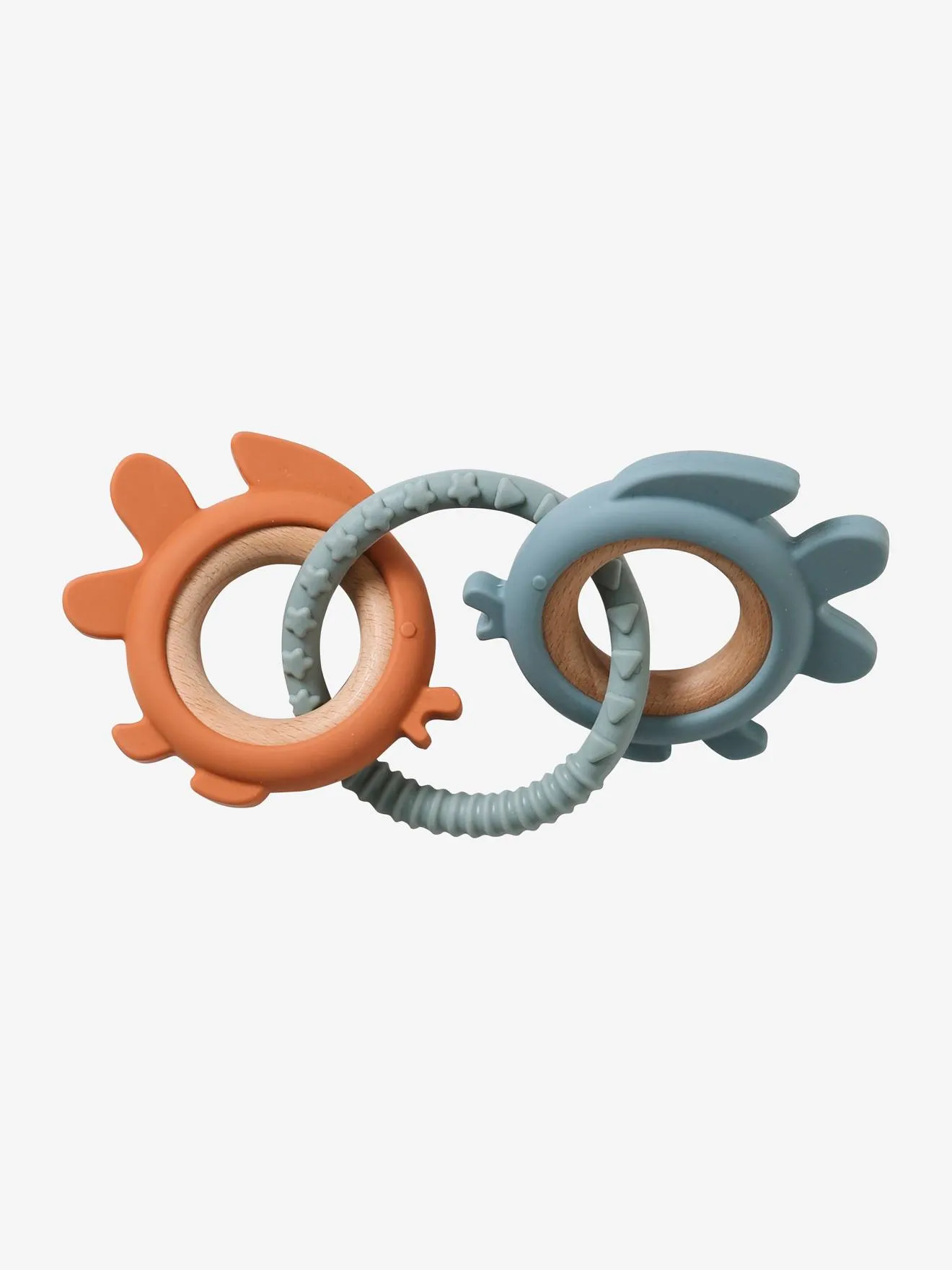 Anneaux de dentition en bois et silicone multicolor - Vertbaudet