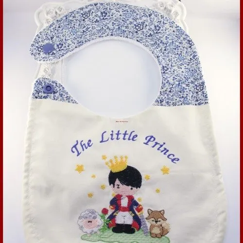 Bavoir broderie le petit prince pression liberty réversible - personnalisé