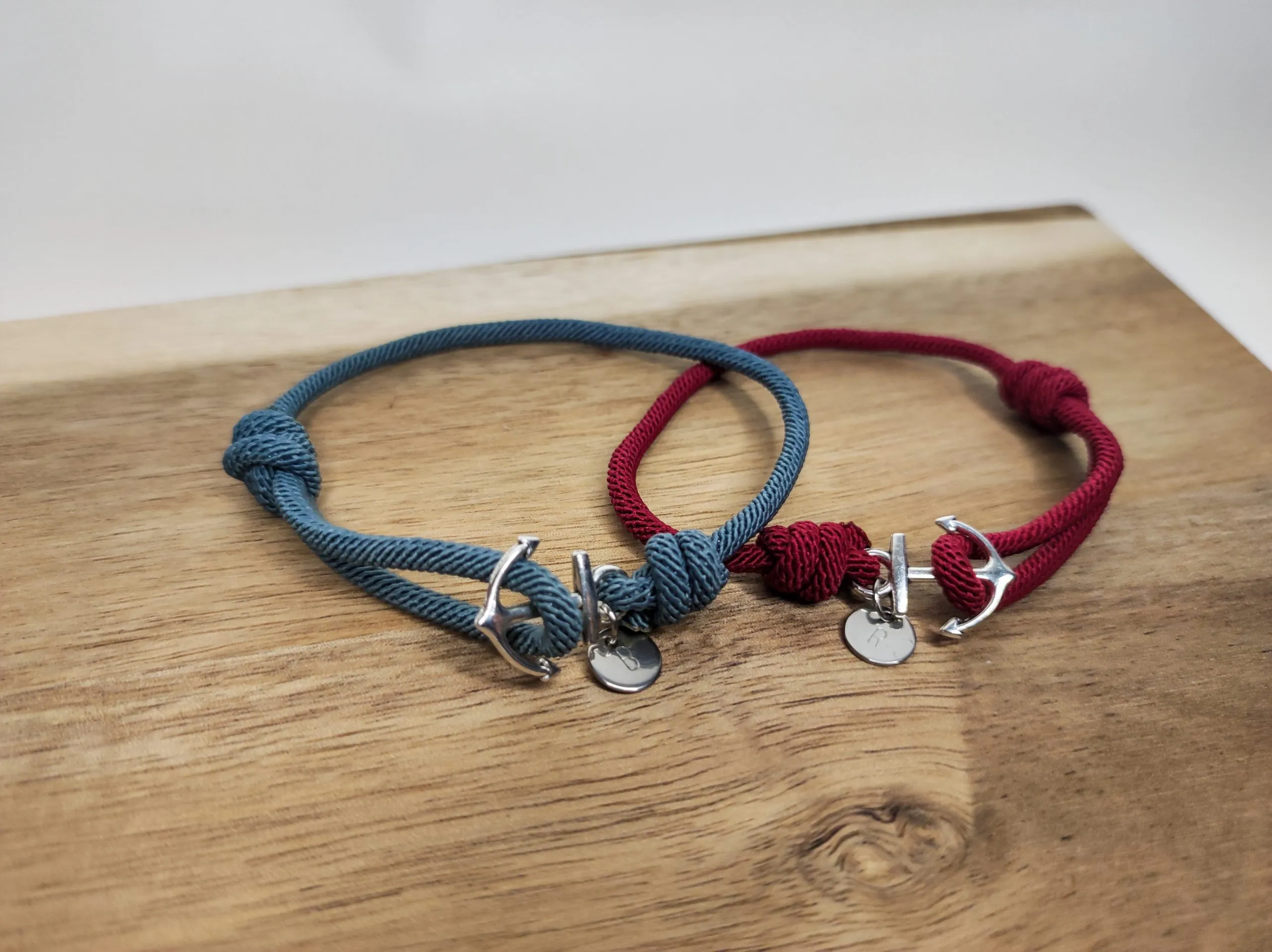 Bracelets Couple – Ancre Argentée Personnalisables Nylon