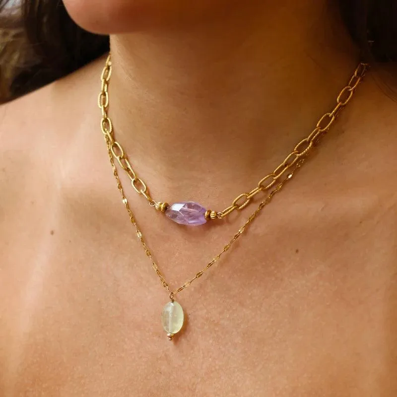 Collier ras de cou Améthyste Lavande