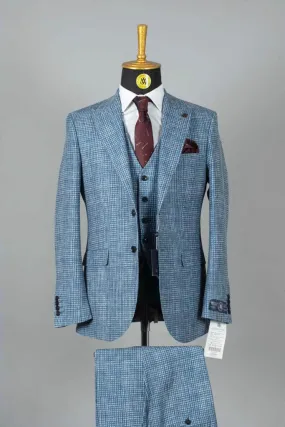 Costume 3 Pieces  Bleu Pied de Poule