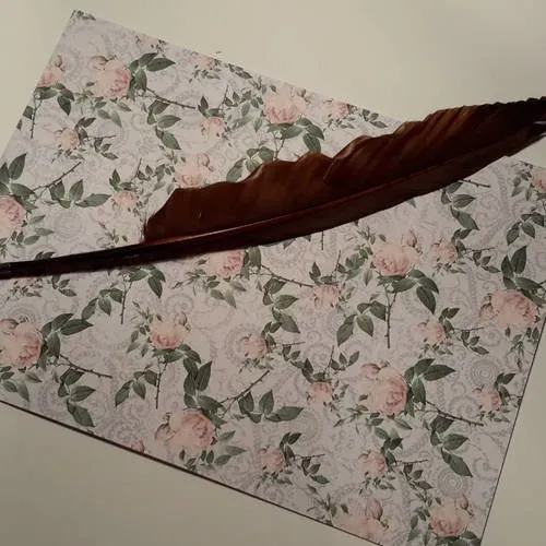 Lot de 3 feuilles papier scrapbooking,  shabby chic, roses, ange, publicité ancienne. papier épais 250g  scrap