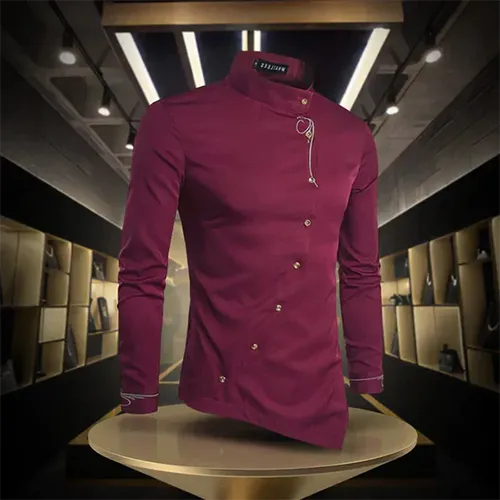 Marvin | Chemise  Col Montant Rétro Pour Homme | Manches Longues