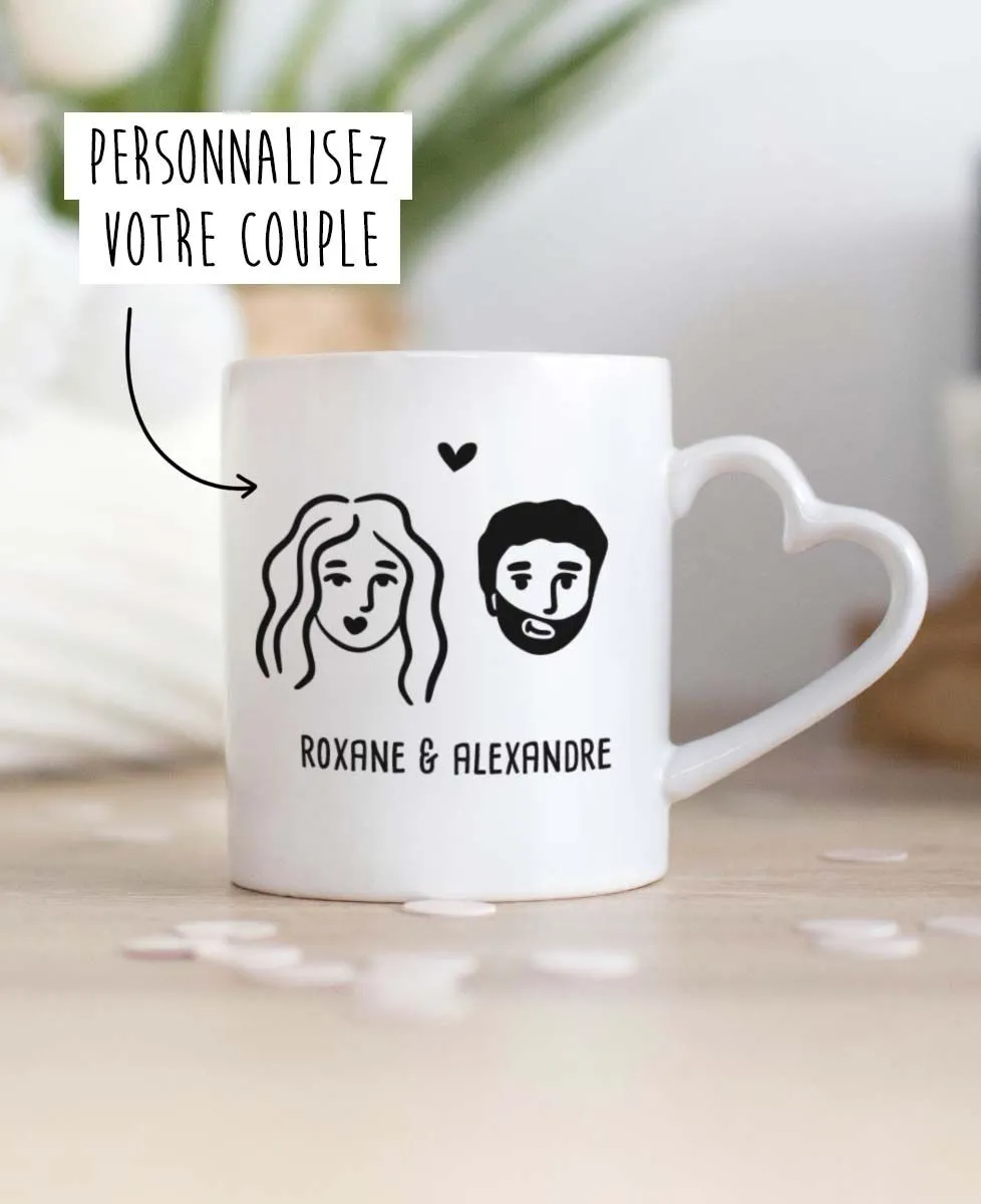 Mug Couple illustré personnalisé