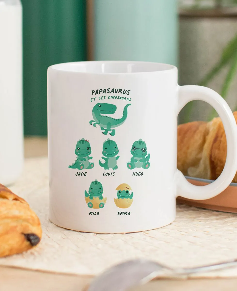 Mug Papasaurus et ses dinosaurus personnalisé