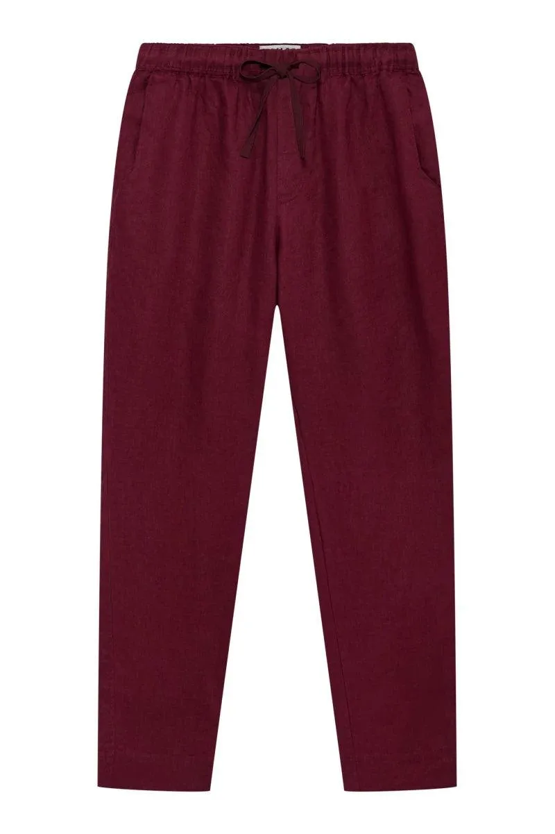 Pantalon en lin bio rouge bordeaux pour homme - August