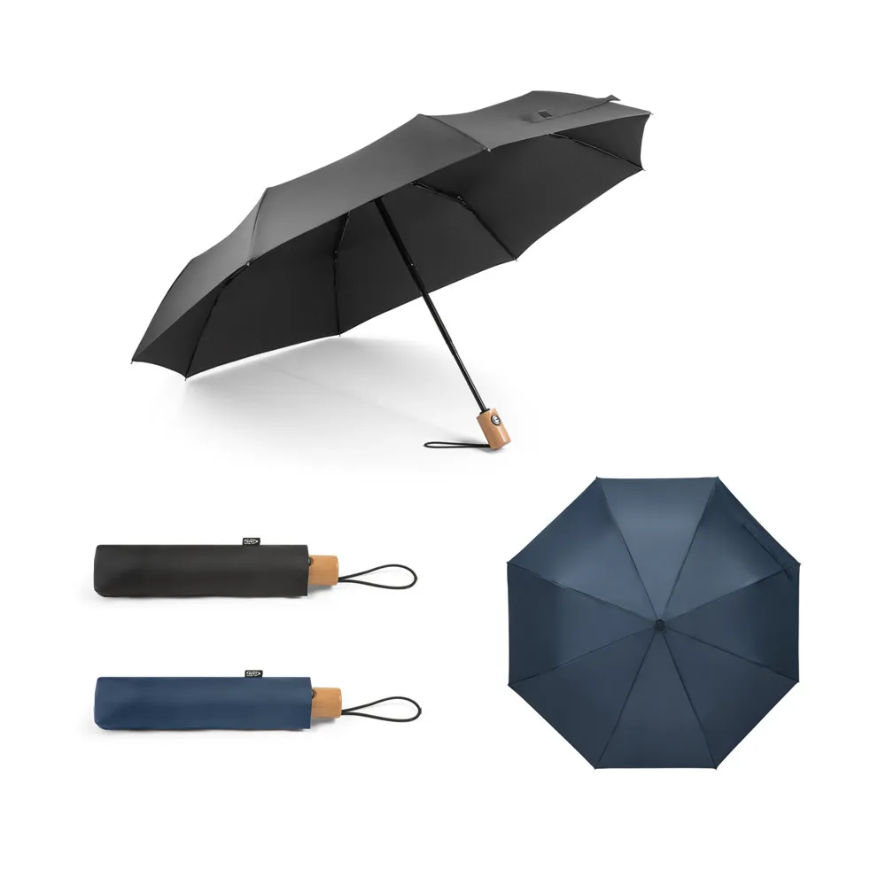 Parapluie pongé pliable publicitaire en PET recyclé - Ø99cm - RIVER - Vertlapub