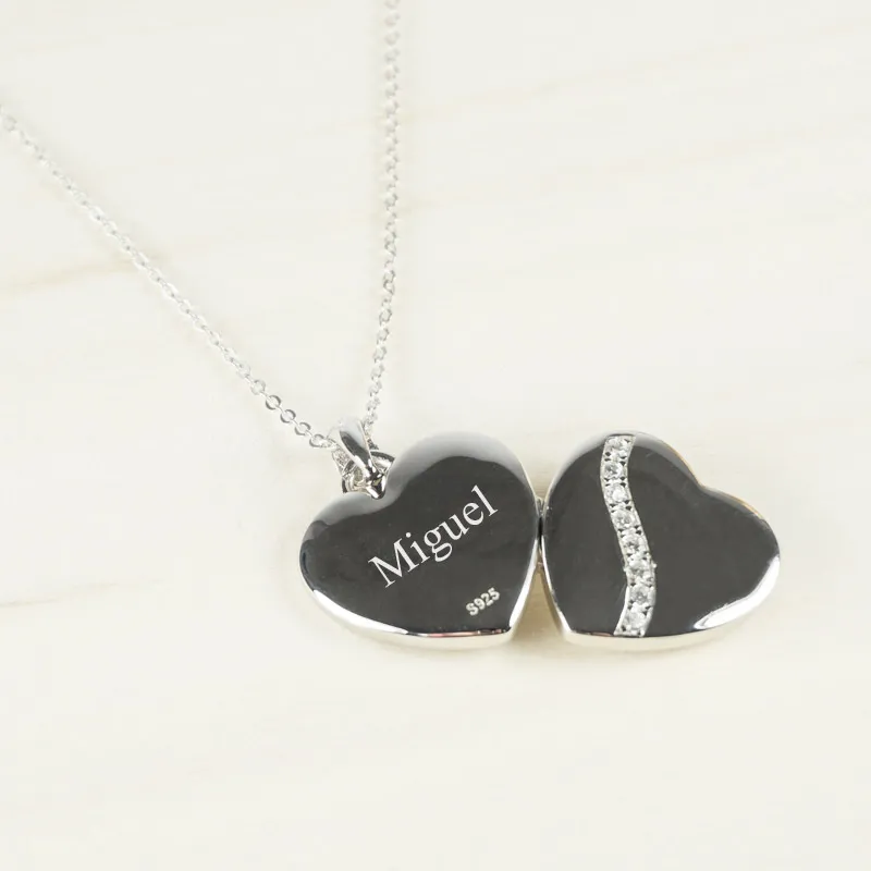 Pendentif cœur en argent gravé pour 2 photos