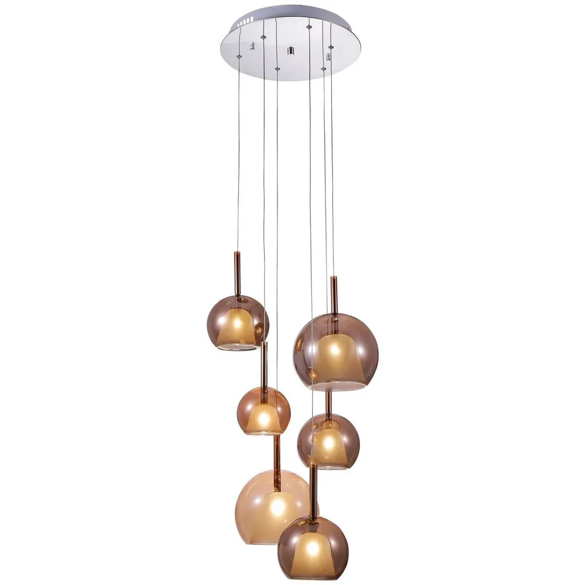 Pendentif incl. 6xG4 20W Chrome / Cuivre  | 3 Suisses