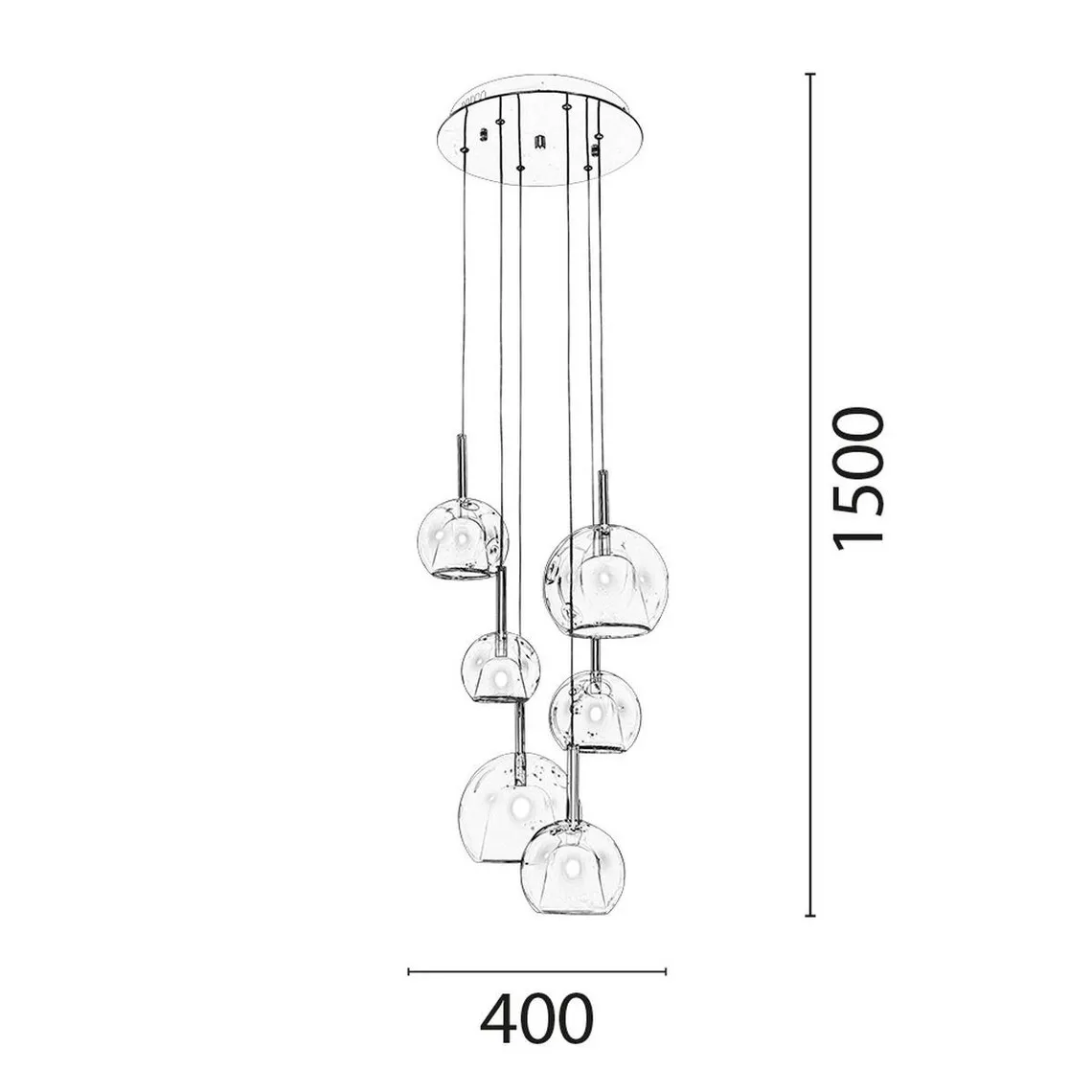 Pendentif incl. 6xG4 20W Chrome / Cuivre  | 3 Suisses