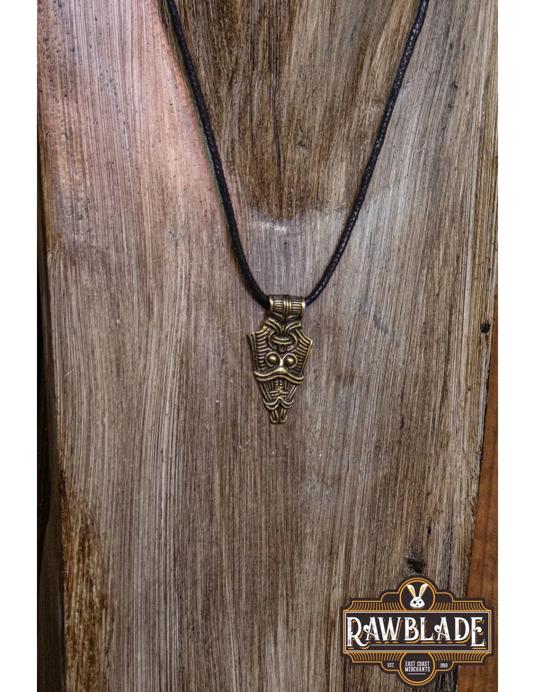 Pendentif masque nordique - Doré ⚔️ Boutique Épées