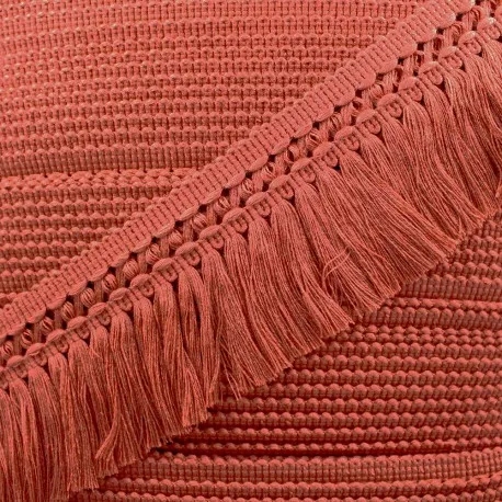 Ruban galon franges dentelle au crochet 65mm - tomate