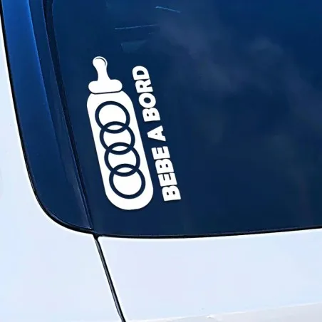 Sticker Bébé à Bord Audi Anneaux Biberon