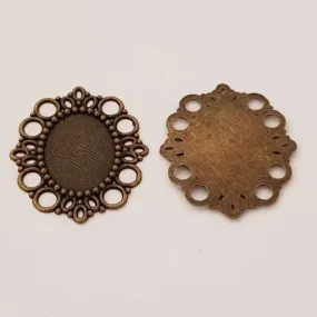 Support cabochon ovale de 25 x 18 mm bronze n°03