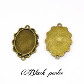 Support cabochon pendentif connecteur ovale 25x18mm, bronze antique x1- 283