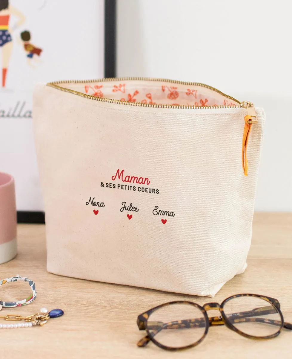 Trousse Maman et ses petits coeurs personnalisé